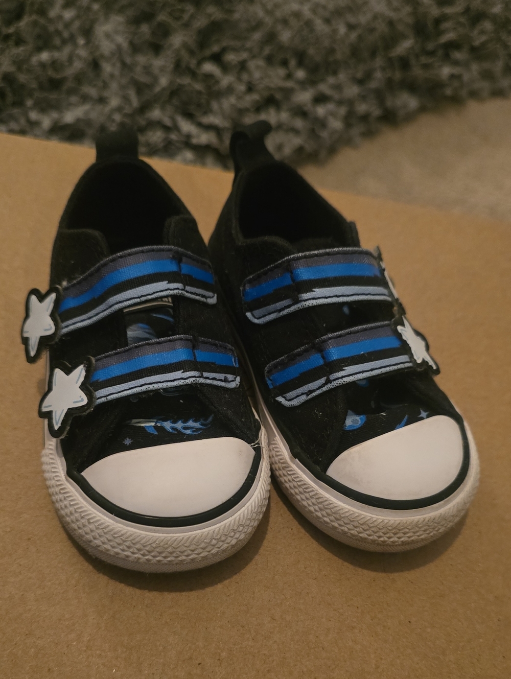 Converse Toddler Blue Canvas Sneakers with Blue/Wht Striped Star Straps [Size 4]